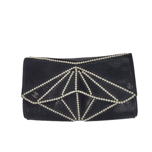 RARE! NEW Chanel Midnight Swim Pearl Origami Clutch - Picture 2 of 12